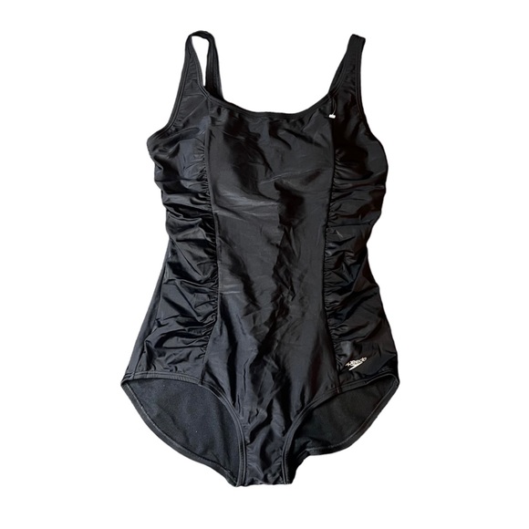 Speedo Other - Speedo Women Large Black One Piece Swimsuit Shirred Sides with Built-in Bra